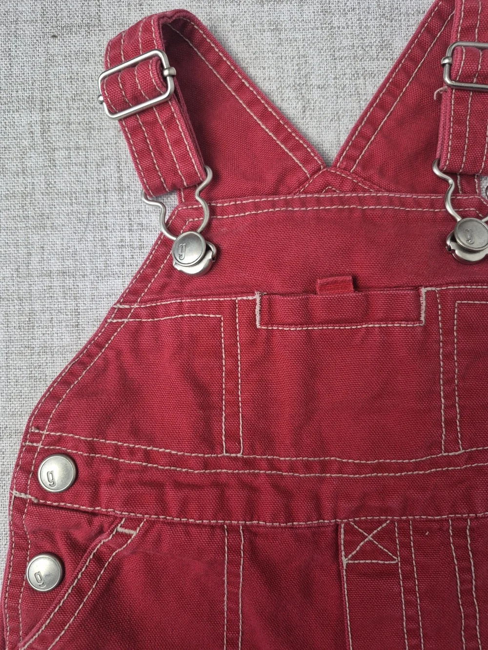 Vintage Gymboree Red Denim Shortalls Overalls 3-6M Year 2000